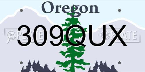 309QUX Oregon License Plate