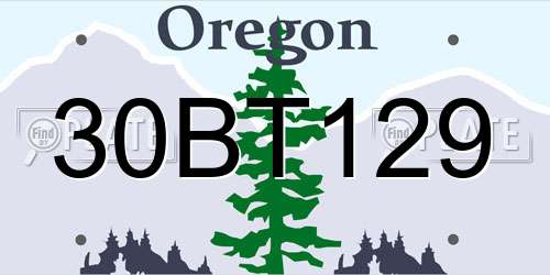 30BT129 Oregon License Plate