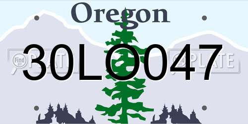 30LO047 Oregon License Plate