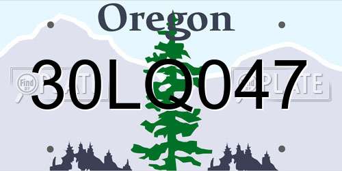 30LQ047 Oregon License Plate