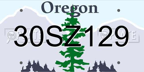30SZ129 Oregon License Plate