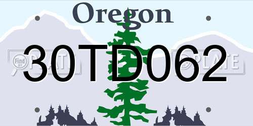 30TD062 Oregon License Plate