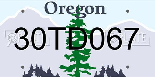 30TD067 Oregon License Plate