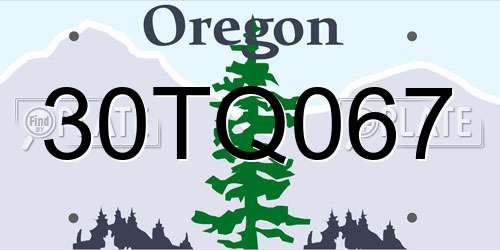 30TQ067 Oregon License Plate