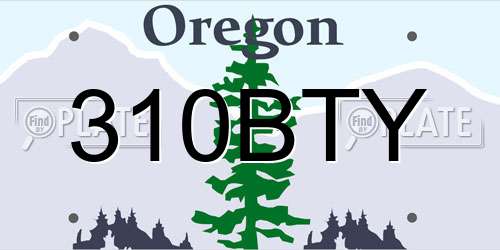 310BTY Oregon License Plate