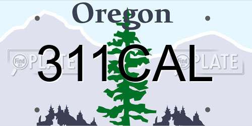 311CAL Oregon License Plate