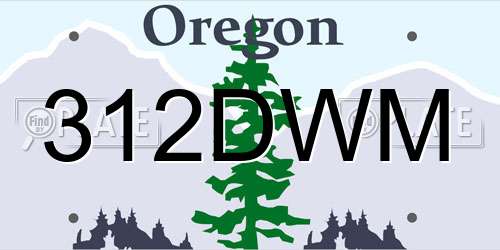 312DWM Oregon License Plate