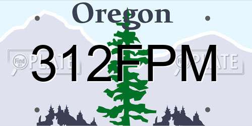 312FPM Oregon License Plate