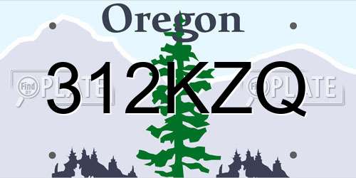 312KZQ Oregon License Plate