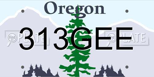 313GEE Oregon License Plate
