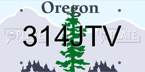 314JTV Oregon License Plate
