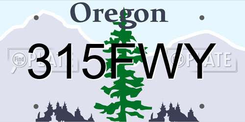 315FWY Oregon License Plate