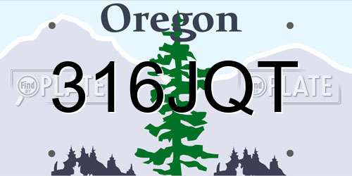 316JQT Oregon License Plate