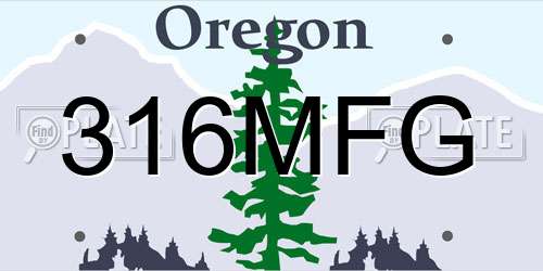 316MFG Oregon License Plate