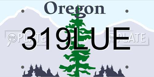 319LUE Oregon License Plate