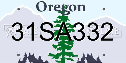 31SA332 Oregon License Plate