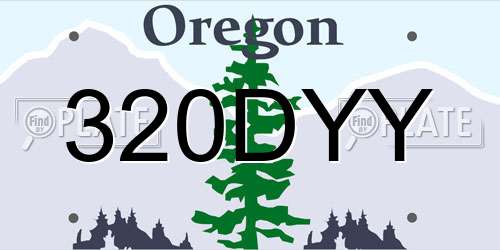 320DYY Oregon License Plate
