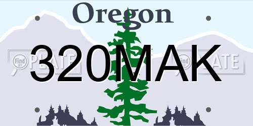320MAK Oregon License Plate