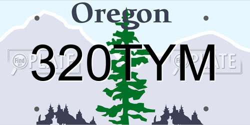 320TYM Oregon License Plate