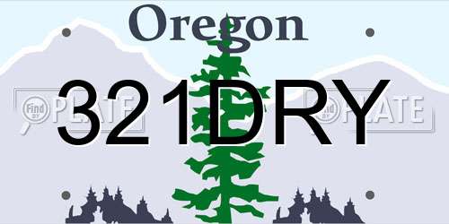 321DRY Oregon License Plate