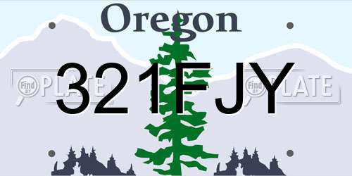321FJY Oregon License Plate
