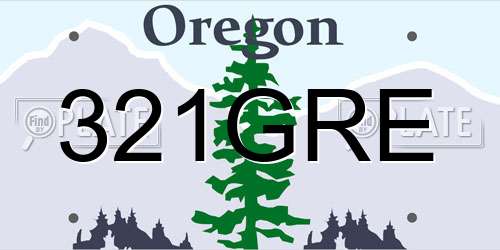 321GRE Oregon License Plate