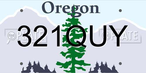 321QUY Oregon License Plate