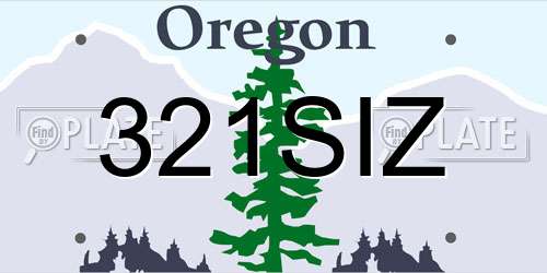 321SIZ Oregon License Plate