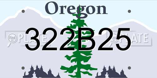 322B25 Oregon License Plate