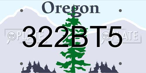 322BT5 Oregon License Plate
