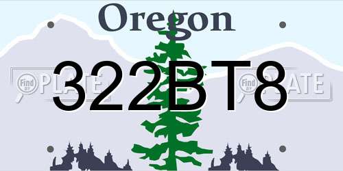 322BT8 Oregon License Plate