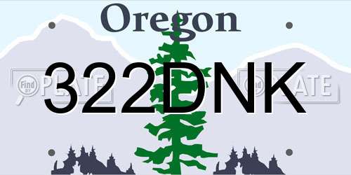 322DNK Oregon License Plate