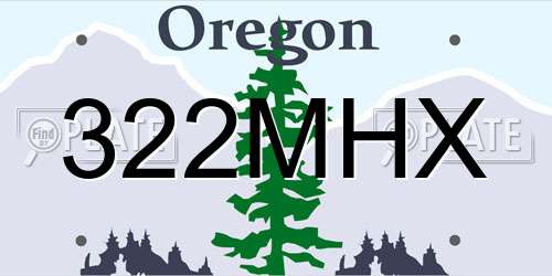 322MHX Oregon License Plate
