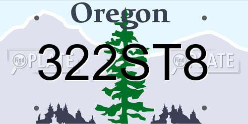 322ST8 Oregon License Plate