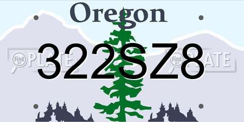 322SZ8 Oregon License Plate