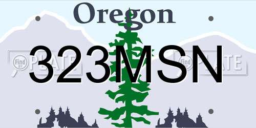 323MSN Oregon License Plate