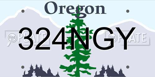 324NGY Oregon License Plate