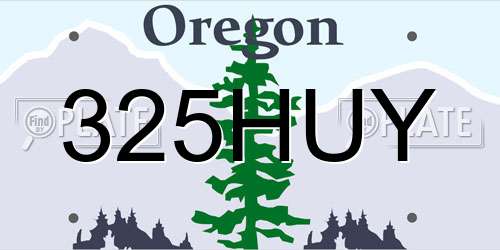325HUY Oregon License Plate