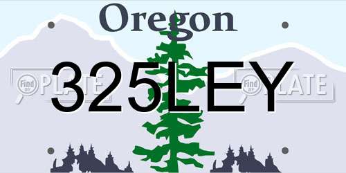 325LEY Oregon License Plate
