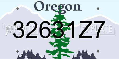 32631Z7 Oregon License Plate