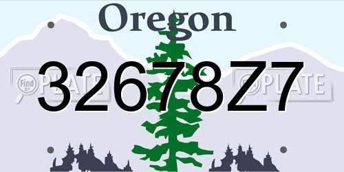 32678Z7 Oregon License Plate