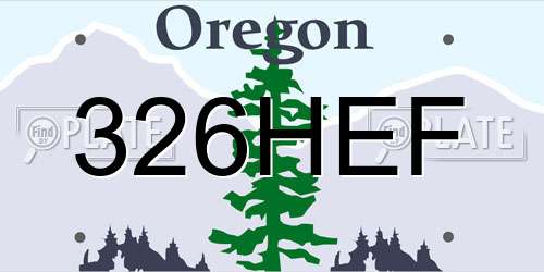 326HEF Oregon License Plate