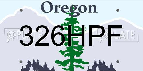 326HPF Oregon License Plate