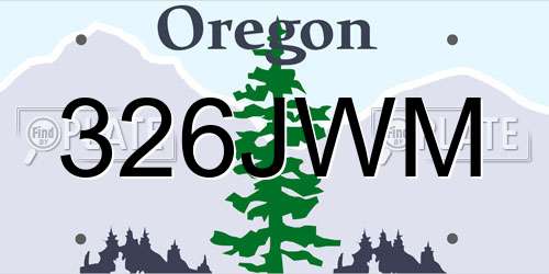 326JWM Oregon License Plate
