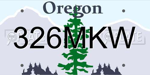 326MKW Oregon License Plate