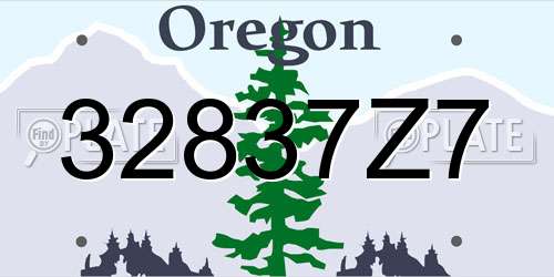32837Z7 Oregon License Plate