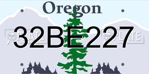32BE227 Oregon License Plate