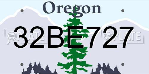 32BE727 Oregon License Plate