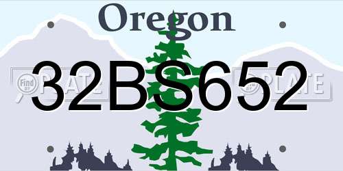 32BS652 Oregon License Plate