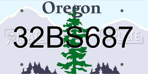 32BS687 Oregon License Plate